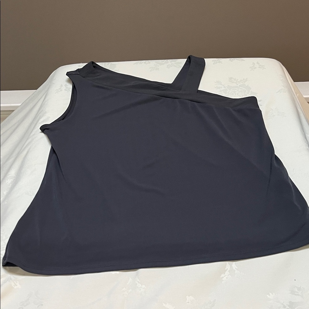 Chic Dark Gray One-Shoulder Women's Tank Top